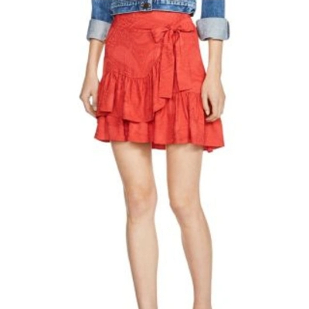 NWY. Maje. Jahima Jacquard Wrap Skirt